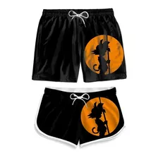 Kit Casal Short Praia Masculino Feminino Goku Menino Limitad