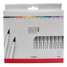 Caneta Pincel Ginza Pro Brush Pen Kit Com 15 Unidades