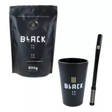 Kit Completo Tereré Black Erva Cuia + Bomba Premium + Erva Cor Burrito