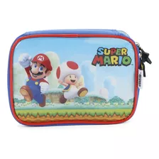 Estojo Baú Infantil Super Mario Bros Toad Azul Luxcel