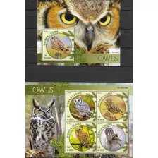 2016 Fauna- Aves Búhos - Sierra Leona (2 Bloques) Mint