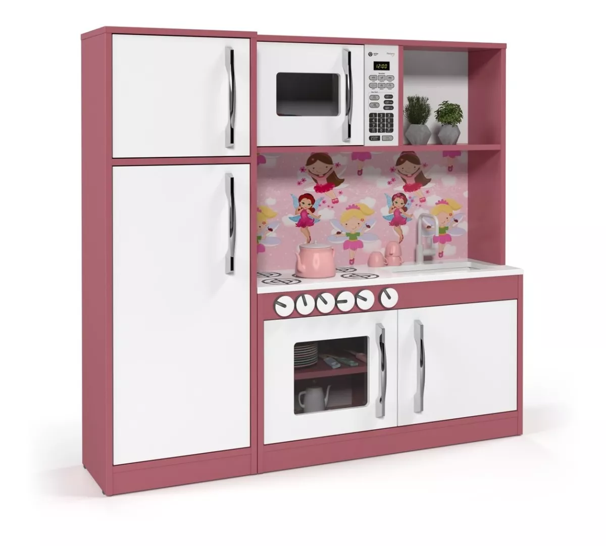 Cozinha Infantil Beatriz Com Refrigerador P/ Meninas Em Mdf