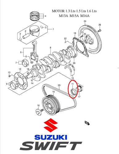 Reten Cigueal Delantero Suzuki Swift 1.5 Motor M15a 2004-14 Foto 2