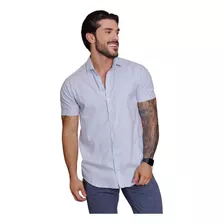 Camisa Linho Masculina Slim Manga Curta 