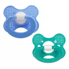 2 Chupetas Rendinha Bico Anatômico 100% Silicone Baby Nany Cor Azul E Verde Período De Idade Maiores De 6 Meses