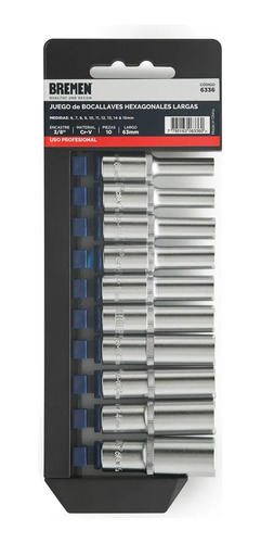 Juego De Llaves Tubo Bremen Largos Enc 3/8 - 6 A 15 Mm 10pz Cod. 6336 Dgm