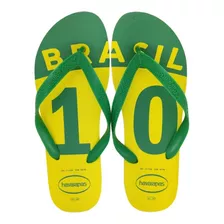 Chinelo Havaianas Brasil 10 Verde Amarelo Masculino Feminino