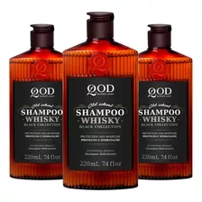 Kit 3 Shampoo Masculino Whiskey Black Collection 220ml Qod