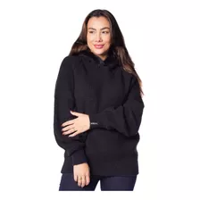 Blusa Feminina Biamar Alongada Capuz Preto