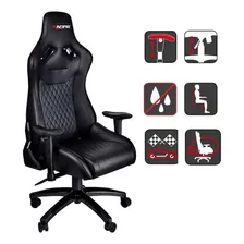 Silla Gamer Racing Negra - Bergner Color Negro Material Del Tapizado Cuero Sintético/piel Sintética