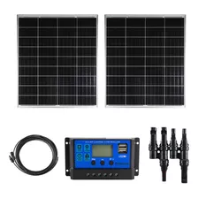 Kit 2 Paneles Solares 100wp Regulador 20a Cable Mc4 = 200wp