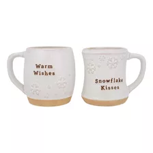 Demdaco Warm Wishes Snowflake Kisses Whitewash - Juego De 2 