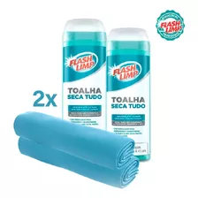 Pano Para Limpeza Flash Limp Toalha Seca Tudo Pano Azul Pacote X 3