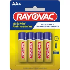 Pilha Comum Aa Blister Com 4 Unidades - Rayovac Amarelinhas