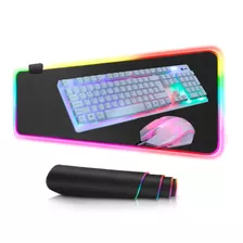 Mousepad Gamer Led Rgb Usb 80x30cm + Teclado Y Mouse Gamer