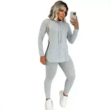 Conjunto Feminino Blusa Manga Longa Calça Inverno Frio