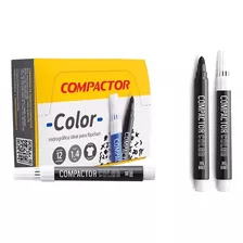 Pincel Marcador Compactor Color Avulso Preto - 12 Unidades