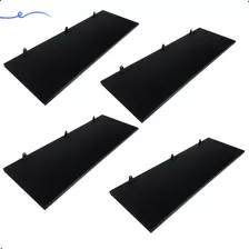 4 Prateleira Mdf Preto 70x25 C/suporte Cozinha Quarto Sala