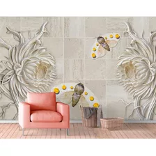 Papel Parede Painel Adesivo Flor Folhagem Rosas Floral 8m²