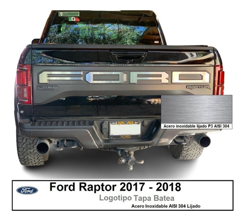 Letras Logotipo Ford Raptor Tapa Batea  17-18 Ac Inox Lijado Foto 5
