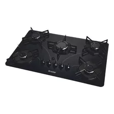 Cooktop A Gás Pop 5 Bocas Automático Mesa De Vidro - Braslar