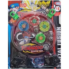 Beyblade Tornado Speed C/ 4 Beys + Lançador Duplo Beyblade