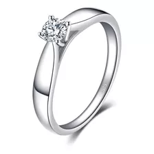 Anillo Mujer Compromiso Zircon Solitario Plata 925 Dama