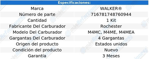 Kit Para Carburador Gmc Sprint V8 7.4l 1975 Walker Foto 2