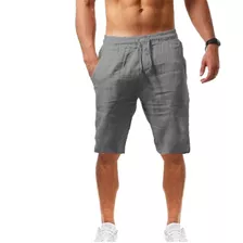 Short Pantalón De Algodón Y Lino Para Hombre, Playa, Yoga