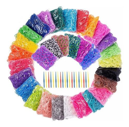 4.000 Elástico Loom Bands Fechos S Pulseira Cores Sortidas