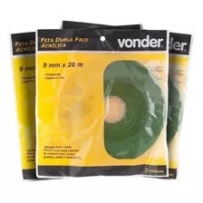 Fita Dupla Face Transparente 9mm X 20m Vonder C/3 Unidades