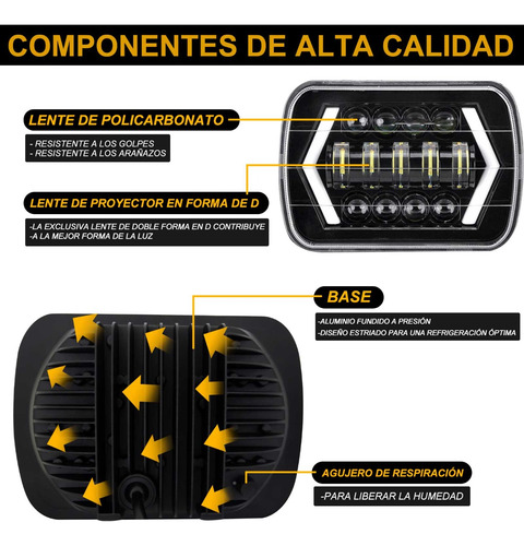 Par Faros Rectngular Led 5x7/6x7 7 Pulgadas Con Hi/lo Drl Foto 5