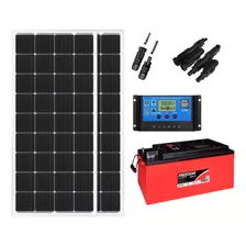 Kit 2 Placa Solar 210w Controlador 30a Lcd Bateria 240ah