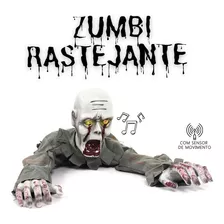 Boneco Zumbi Rastejante Decoração Halloween Com Som E Luz