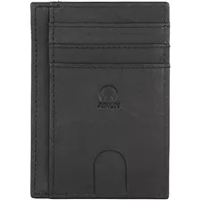 Aikon Cartera De Piel Auténtica Para Hombre, Con Protección