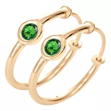 Brinco Argola 18mm Redonda Esmeralda Prata 925 Dourada 18k