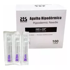 Agulha HiPodérmica Descartável 24g 20x0,55mm Roxa - 100un 