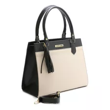 Bolsa Transversal Santorini Handbags Bolsa Feminina Bicolor Design Liso Preta E Creme Com Alça De Ombro Preta Alças De Cor Preto