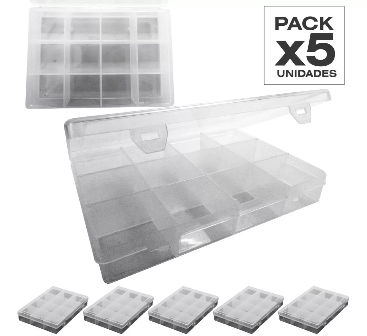 5 Cajas Organizadoras Plasticas Gavetero Multiuso 12 Divis