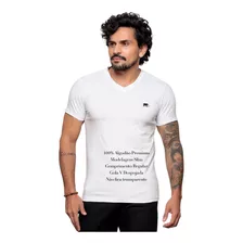 Camiseta Masculina Básica Gola V Tecido Premium Algodão