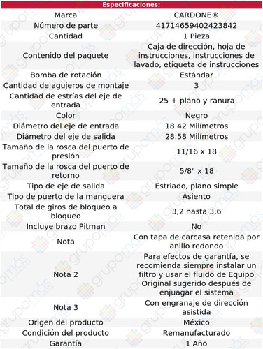 1 Caja Direccin Hidrulica Pontiac Lemans 78 Al 79 Reman Foto 4