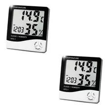 2 Higrômetro Relógio Digital Medidor Umidade Temperatura
