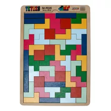 Brinquedo Educativo Jogo Tetris Madeira Combinação De Peças