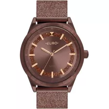 Relógio Feminino Euro Chocolate Eu2036ypx/k4m Analógico Aço