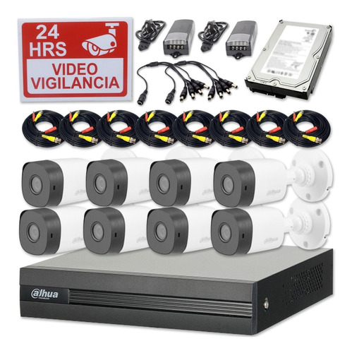 Kit Videovigilancia Cctv Dahua 8 Camaras 2mp + 3tb + Cables