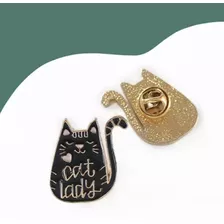 Pin Prendedor Broche De Metal Diseño Gatos Gatas Catlover 