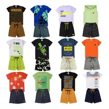 Kit Lote 5 Conjuntos Roupa Infantil Menino Masculino Atacado Barato Verão 1 Ao 8