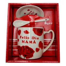 Feliz Dia Mamá, Taza + Plato Con Diseño Para Madres Ya636
