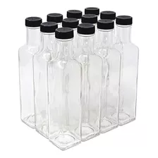 Botellas Quadra De Vidrio Transparente, 250 ml (8.5 fl Oz)