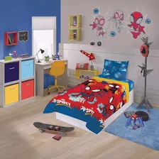 Jogo De Cama Lençol 3 Peças Infantil Marvel Spidey Lepper Cor Vermelho